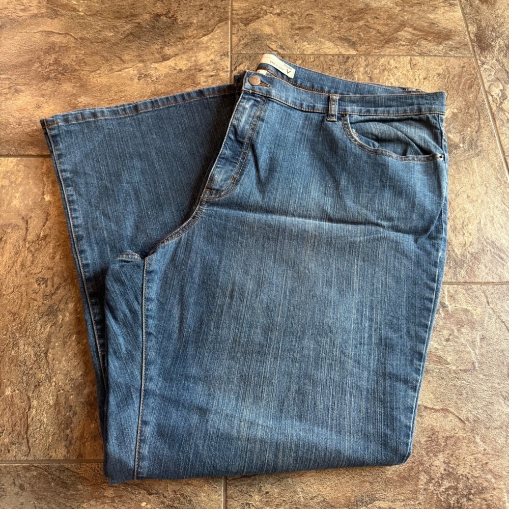 Y2K Flare Jeans Women 28 Average Venezia V Blue Denim Stretch High Rise Wide Leg